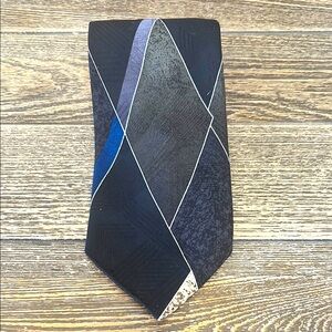 Town Craft Sophisticated Black and Blue‎ Geometric Tie 100% Polyester